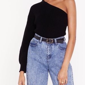 Nastygal black one arm sweater ribbed